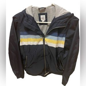 Gap Kids Boys’ Size 10 (Large) Navy Striped Spring/Fall Hooded Jacket
